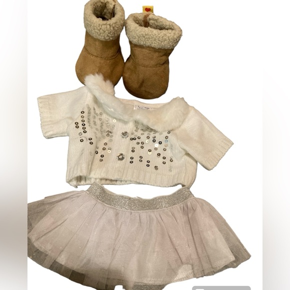 Build-A-Bear Other - Build a bear workshop white sequin sweater tutu dress outfit boots